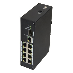 X-Security – Industrie-Switch – 8 RJ45-Ports + 1 GIGA-Uplink + 1 SFP – Geschwindigkeit 10/100 Mbit/s – Plug &amp; Spielen - Energiesparende Technologie