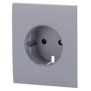 Zentrale Abdeckung für Sockelstecker Typ F - Kompatibel mit AJ-OUTLETCORE-BASIC - Schutz vor Staub, Spritzern, Gegenständen - Ohne Verbrauchskontrolle - Ohne Fernbedienung - Graue Farbe