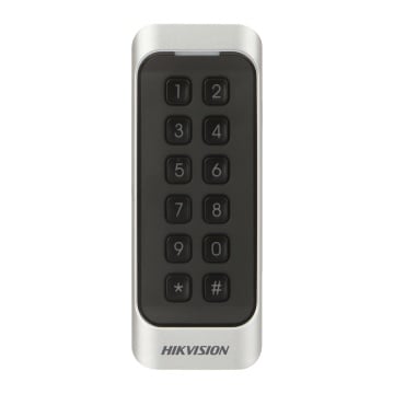 Zutrittsleser für Rahmen – Zutritt per MF-Karte und PIN – LED und akustische Anzeige – Wiegand 26/34 | RS485 – Kompatibel mit Hikvision-Controllern – Geeignet für den Außenbereich IP65