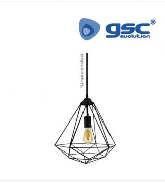 000705242 - 8433373052420Luminária pendiente diamante E27 1M Negro
