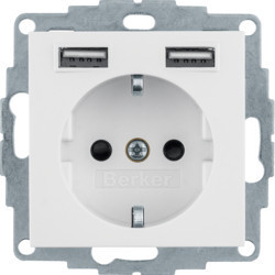48036089 - Q.x - Schuko c/ 2xUSB, blanco BERKER Ean:4011334510673
