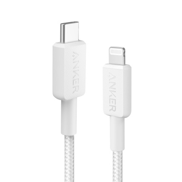 Anker – USB2.0-Kabel – USB-C auf Lightning – geflochtenes Nylonkabel – Länge 0,9 m – schnelles Aufladen | Weiße Farbe