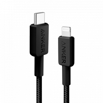 Anker - Cabo USB2.0 - USB-C para Lightning - Cabo trançado de nylon - Comprimento 0.9m - Carregamento rápido | Cor preta