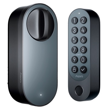 Aqara Smart Lock U200 Schwarz – Matter over Thread / Bluetooth &amp; NFC - Erfordert AQARA HUB M3 - Temporäres Passwort / Fernöffnung - Wiederaufladbarer Akku / Tastatur - Kompatibel mit Apple Homekit, Google, Alexa