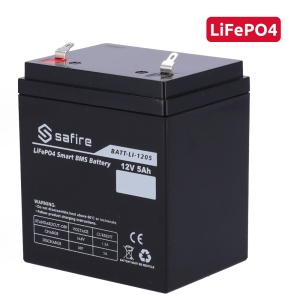 Bateria recarregável - Lítio LiFePO4 - Tensão 12V - Capacidade 5Ah - 3000 ciclos - 90 (largura) x 101 (Altura) x 70 (Fundo) mm / 0.7Kg