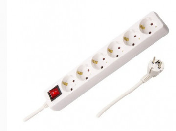 BLOCO BRANCO 6x SCHUKO 1.4m 3G1.5mm2 + INT
