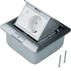 BSQRJ45R45E - Bodenbox Quadr 1schuko+RJ45, Inóx Hager EAN: 4012002245262