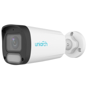Bullet IP-Kamera | Uniarch - 2MP | 2,8-mm-Objektiv | microSD 512 GB - Weißes Licht 30 m | WDR 120 dB – Hunter Color mit WISE-ISP-Technologie – PoE | UMD | IP67 – Reset-Taste | Eingebautes Mikrofon