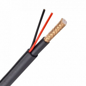 Câble combiné - RG59 + Food - Bobine de 300 mètres - Black-Colored revêtement - LSZH Couverture extérieure - Perte minimale