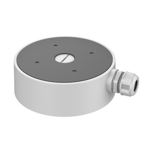 Caixa de conexões - Para câmaras dome - Apto para uso exterior - Instalação em tecto ou parede - Cor branca 55 (A) x 160 (Ø) mm - Passador de cabos