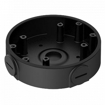 Caixa de conexões - Para câmaras dome - Apto para uso no exterior - Instalação em tecto ou parede - Passador de cabos - Cor preta 28.5 (A) x 108 (Ø) mm