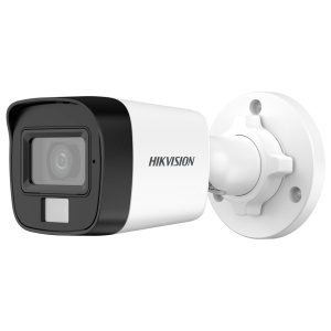 Câmara Bullet Hikvision 4en1 Gama VALUE - Resolução 2K (2304x1296) - Lente 2.8 mm - Luz híbrida (IV 25 m, luz branca 20 m) - Áudio sobre cabo coaxial | Microfone embutido - Impermeável IP67 | Plástico