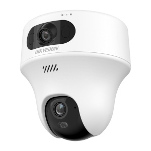 Cámara PT IP gama Value - 2 lentes fijas: Lente 1: 2.8 mm, Lente 2: 4 mm - Resolución 6 Mpx ( 3+3 Mpx) - Wi-Fi IEEE802.11b/g/n | Luz Híbrida hasta 10 m - Micrófono y altavoz integrados | DWDR - Detección de movimiento 2.0