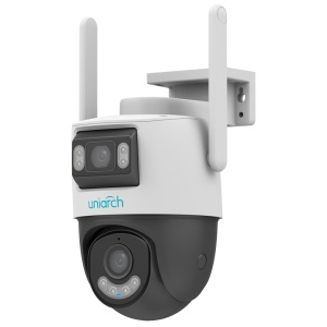 Caméra IP WiFi Uniarch Panda Panda Series P - Résolution à 3MPX, qualité d'image élevée - Double Lans: Fixe (Vision globale) et PT (mobile) - Détection humaine et véhicule - Éclairage double intelligent: IR et Lumière blanche - Audio bidirectionnel: microphone et Altifal