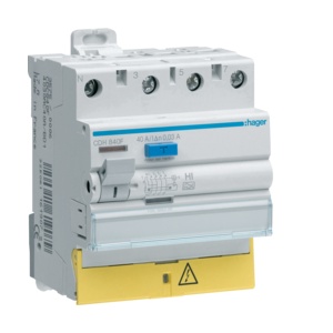 CDH840F - Int.dif.3P+N 40A 30mA A HI c/bornes des. HAGER EAN:3250611619345