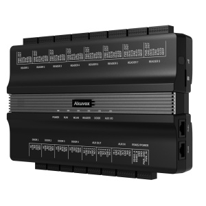 Controlador de Acesso PoE - Cartão, QR e PIN - 100.000 utilizadores | 200.000 registos - 8 leitores por Wiegand | 8 leitores por OSDP - Relé para 4 portas | Wi-Fi - Ligação através da Nuvem | Saídas 12V