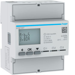 ECM180T - Central measurement 1f 3x80a 4m mbus Hager Ean: 3250612230365