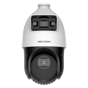 Hikvision - Gama SOLUÇÕES - Câmara IP motorizada - Lente dupla (Panorâmica 4Mpx + PTZ 4Mpx)) - Lente PTZ 4.8~120 mm | 25X | IP66 | ColorVu - PTZ IR 100m | Luz panorâmica 30m | Face Capture