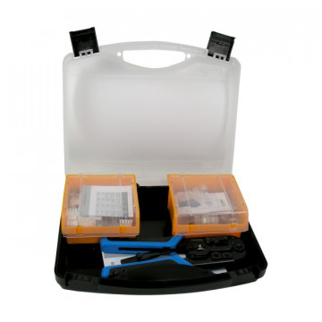 Kit - Transport suitcase that includes: 50 RJ45 UTP Cats Cat 6 Male (Ref. 209902), 15 RJ45 UTP CAT 6 female (Ref. 209901), 1 Cravar pliers (Ref. 209801) and 10 velcro clamps (Ref. 200102)