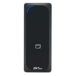 Leitor de acesso para armações - Acesso por cartão EM e MF DESFire - Indicador LED e acústico - Wiegand 34/66 | RS485 - Compatível com controladoras ZKTeco - Apto para exterior IP65