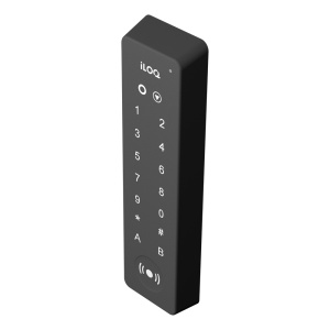 Leitor de acesso para armações - Acesso por cartão MF, NFC e PIN - Indicador LED e acústico - RS485 - Compatível com os módulos de porta iLOQ - Apto para exterior IP54