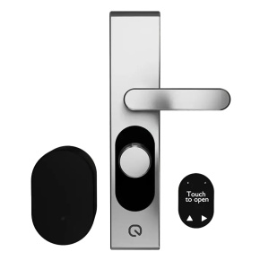 LOQED Touch Smart Lock 2S Plata - Apertura táctil por proximidad Bluetooth Touch - Mecanismo de bloqueo motorizado de tres puntos - Acceso por código PIN con teclado integrado - Gestión remota mediante conectividad Wi-Fi - Compatible con Apple Homekit / A