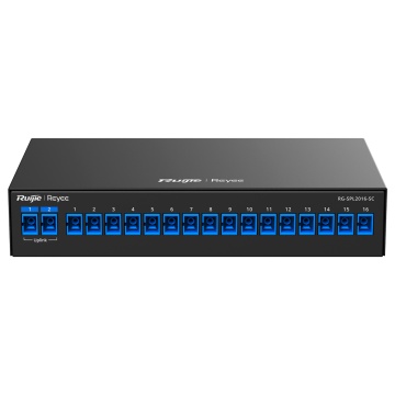 Maricón óptico pasivo Reyee - Longitud de ola 1260 nm a 1650nm - Compatible con a solución Ruijie/Reyee e-Aligerar - 2 x Conectores uplink SC - 16 x conectores SC a Uno - El puede ser montado em rack ou na muro