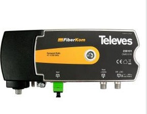 Mini-nó Óptico FiberKom 1200...1600nm "SC/APC" sem C.Retorno (1 Fibra) com Amplificador 47...1006MHz. Tecnologia OLC (Alimentação remota)