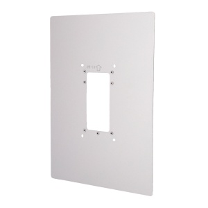 moldura de acabamento para substituição - Cobre as marcas de instalação anteriores - Específico para sistemas de videoporteiro Akuvox - Compatível com as placas AK-R20x e AK-R25x - Medidas: 310 (Al) x 225 (Lg) x 1 (Fd) mm - Fabricado em alumínio