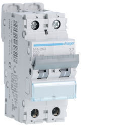 NFN263 - Criador 2P 63A C 6/10kA 2M HAGER Ean:3250614628207
