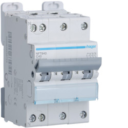 NFT840 - Breaker 3P + N 40A C 6 / 10KA 3M HAGER EAN: 3250614635799