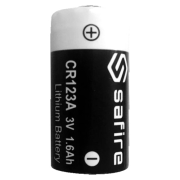 Pilha CR123A / CR17345 / 5018LC - Safire - Lítio Li-MnO2 não recarregável - Tensão 3.0V - Capacidade nominal 1600mAh - Compatível com produtos do catálogo