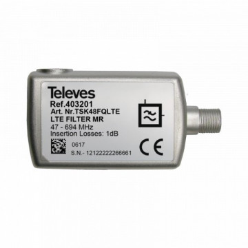 Rejet moyen du filtre LTE / 5G (MR) "F" 47 ... 694 MHz VHF / UHF (C48), intérieur (DC)
