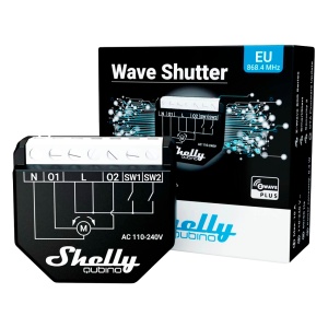 Relé Shelly Wave Shutter - Controlador de persianas / toldos - Relé de 2 canais independentes - Z-Wave / Requer um HUB Z-Wave / Bluetooth - Suporta AC 110-240 V - Compatível com Alexa e Google