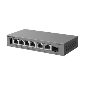 Ruijie Reyee Cloud Managed L2 PoE Switch - 6 portas Gigabit e 1 ranhura SFP de ligação ascendente - 4 portas PoE/PoE+ com orçamento de potência de 40 W - PoE Watchdog e alimentação ininterrupta - Gestão remota com o Ruijie Cloud e a aplicação Reyee - Estr