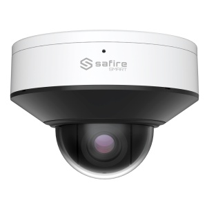 Safire Smart – MiniPTZ IP I1 Kamera mit künstlicher Intelligenz – 4 Megapixel Auflösung (2560 x 1440) | WDR 120 dB – 3-fach optischer Zoom | IR 30m - Autotracking, Menschen und Fahrzeuge | Alarme – IP67, IK10 PoE+ (IEEE802.3at)
