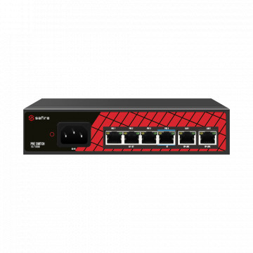 SAFIRE Switch Hi -Poe - 4 ports PoE + 2 UpLink RJ45 - Vitesse de porte 10 / 100Mbps - 3Poe + Ports 30W + 1 Hi -Poe Door 60W - Poe Total 60W Poe - Poe Watchdog / Auto Poe étendu à 250m