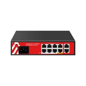 Safire Switch Hi-PoE - 8 Portas FE PoE + 2 Uplink RJ45 - Híbrido 8x10/100Mbps + 2x10/100/1000Mbps - 6 Portas PoE+ 30W + 2 Portas Hi-PoE 60W - PoE Watchdog - Até 120W Potência PoE total