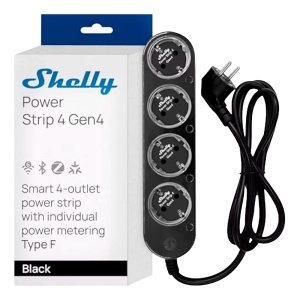 Shelly Power Strip 4 Gen4 Black - Wi-Fi 2.4 GHz / Bluetooth / Zigbee - Medidor de consumo - Suporta 220 - 230 V - Adequado para domótica de vivendas - Compatível com Alexa, Google e Apple