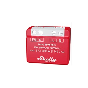 Shelly Qubino Wave 1PM Mini - Mini módulo interruptor para automação Z-Wave™ com medição de energia 110/240VAC - 8A