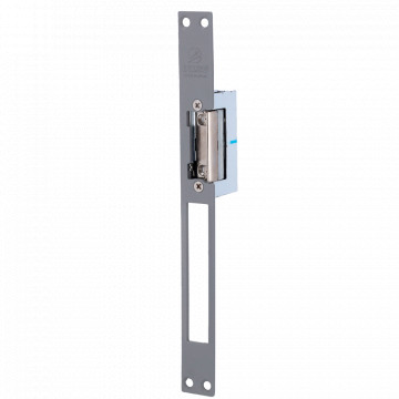 Sistema de abertura de portas eléctrico Dorcas - Para porta única : trinco regulável - Modo abertura Fail Secure (NO) - Força de retenção 330 kg - Fonte de alimentação CA/CC 8-12V - Trinco e passagem livre