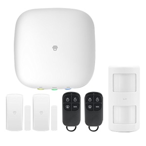 Sistema de alarma e Elegante Hogar - Panel con módulo Wi-fi e GSM / GPRS - Envío de notificaciones empujar e llamar - 1 Detector Pir volumétrico - 2 contactos magnético puerta/ventana - 2 dominio a control remoto