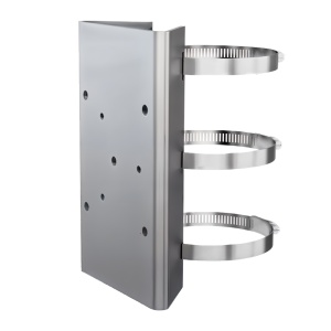 Soporte Hikvision para mástiles/farolas - Para cámaras bullet - Rango diámetro 67~127 mm - Apto para uso en exterior - Color gris - Pasador de cables