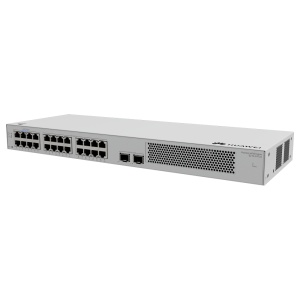 Switch gerenciável L2 de alta densidade - 24 portas Gigabit Ethernet e 2 portas SFP 2.5GE - Capacidade de comutação de 58 Gbps e 43.5 Mpps - Fonte de alimentação CA interna integrada - Funcionamento silencioso sem ventoinhas - Opções de montagem em secret