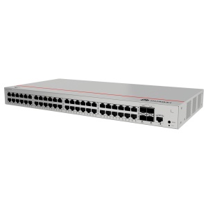 Switch gerenciável L2+ de alta densidade - 48 portas Gigabit Ethernet e 4 portas 10GE SFP - Capacidade de comutação de 176 Gbps e 131 Mpps. - Fonte de alimentação CA interna integrada. - Suporte para anéis ERPS, STP, RSTP e MSTP. - Gestão avançada através