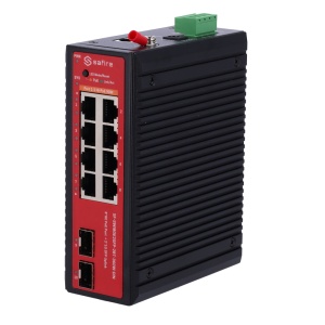 Switch L2+ gestionable con 8x RJ45 y 2x SFP - 8 puertos PoE Gigabit con soporte IEEE 802.3bt - Doble salida dedicada de alta potencia de 90W - Arquitectura industrial sin ventilador (Fanless) - Enrutamiento estático IPv4/IPv6 y gestión L2+ - Alimentación
