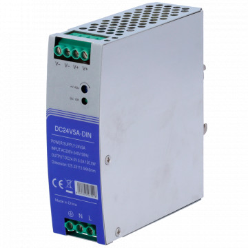 Switching power supply - DC 24 V 5 A / 120 W - 2 outputs - Voltage input 100 V ~ 240 V - 123.5 (AL) x 41 (LG) x 110.3 (FD) MM - Carril Din Assembly