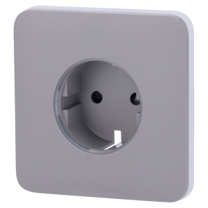Tampa para tomada de base tipo F - Compatível com AJ-OUTLETCORE-BASIC - Proteção contra poeiras, salpicos, objetos - Sem controlo do consumo - Sem controlo remoto - Cor cinza