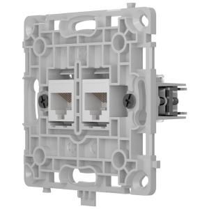 Tomada Ethernet com duas portas - Compatível com cabos CAT.6 e CAT.5e - Transmissão de dados a alta velocidade - Necessário tampa: SOLOCOVER-LAN / SIDECOVER-LAN - CENTERCOVER-LAN - Cor branco