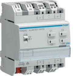 TXA624D - Attuatore tapparelle/personale. 4 canali 24V KNX HAGER EAN:3250616048768